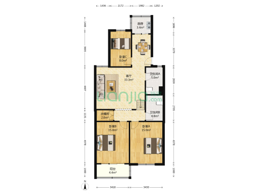 碧玉苑 3室1厅2卫 107平方