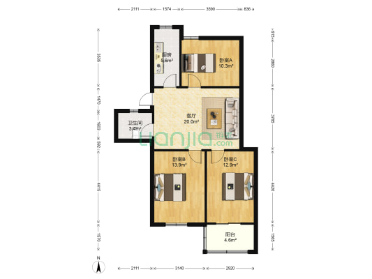 胡滨街十二号 3室1厅1卫 81平方