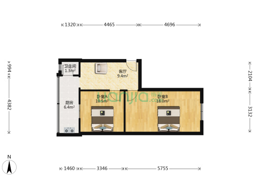 镋钯街74号院 2室1厅1卫 51平方