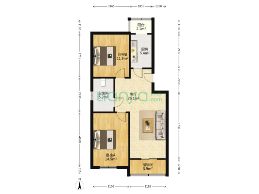 安悦园 2室1厅1卫 86平方