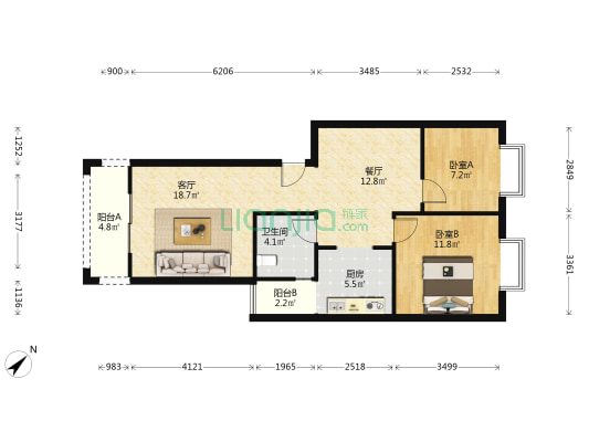 健生翡翠港 2室2厅1卫 129平方