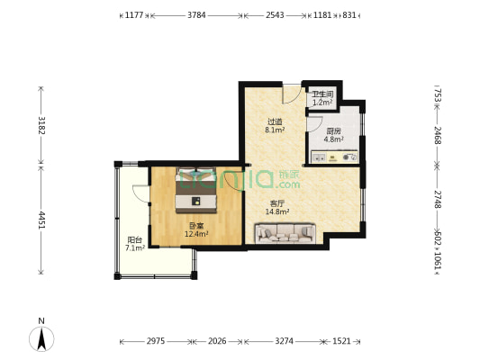解放路七号楼小区 1室1厅1卫 60平方