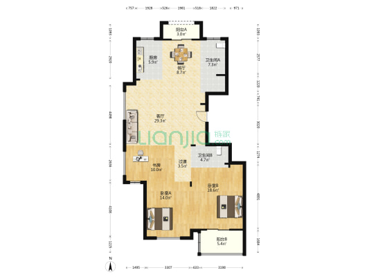 西城枫景 3室2厅2卫 142平方