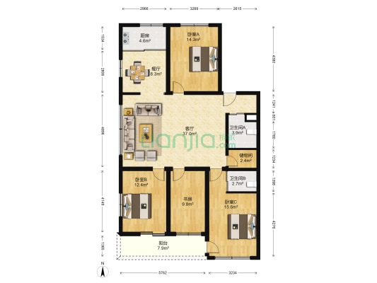 下堡玉林新村 4室2厅2卫 148平方