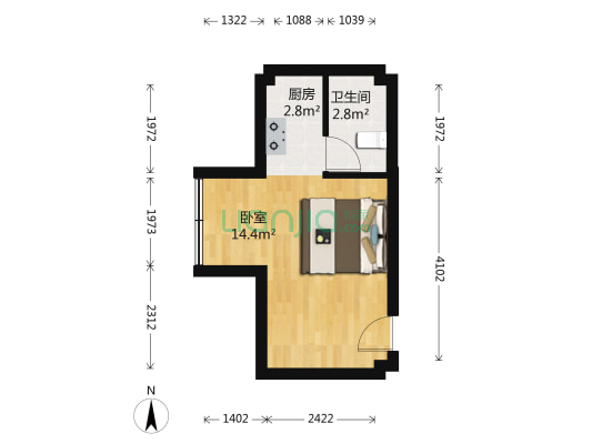 海意名苑 1室0厅1卫 28平方