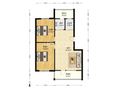 华北铝业南院生活小区 2室1厅 南 北-涿州华北铝业南院生活小区户型图