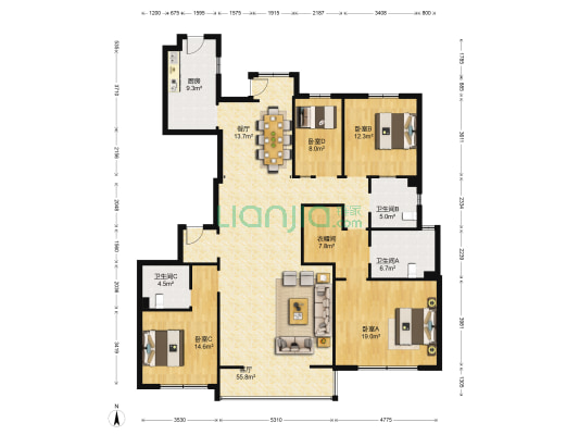 长春国际金融中心 4室2厅3卫 213平方