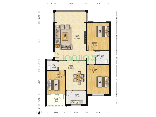 同顺花园 3室2厅2卫 137平方