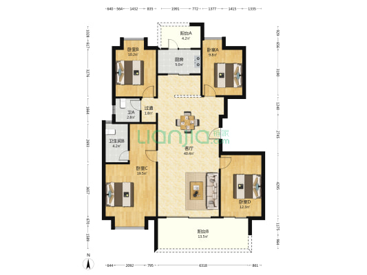 蓝光雍锦府 4室1厅2卫 142平方