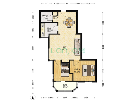 云景花园云景苑 2室2厅1卫 70平方