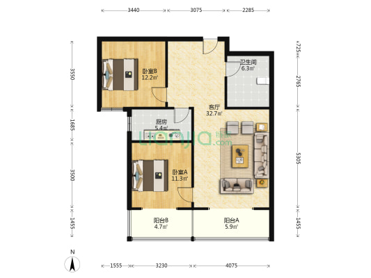 金基泰和苑 2室1厅1卫 104平方