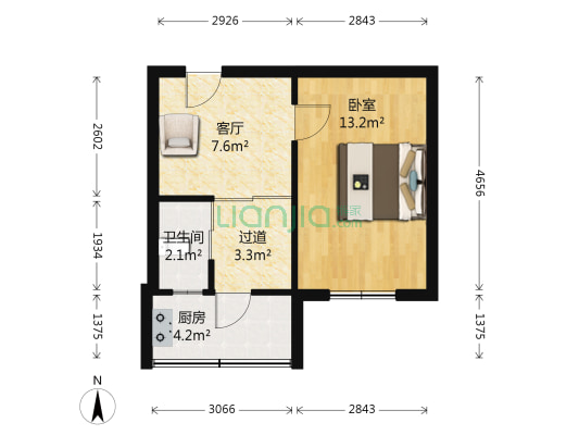 县前社区 1室1厅1卫 40平方