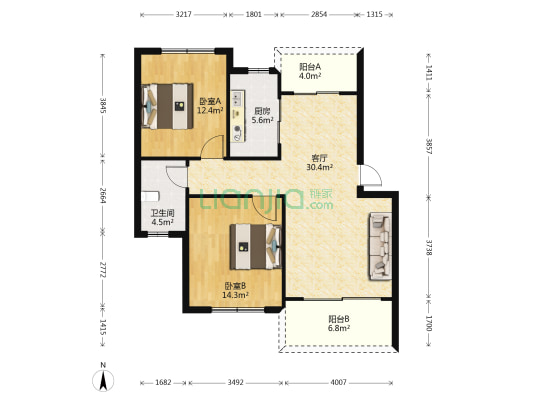 天宝福地 2室1厅1卫 78平方