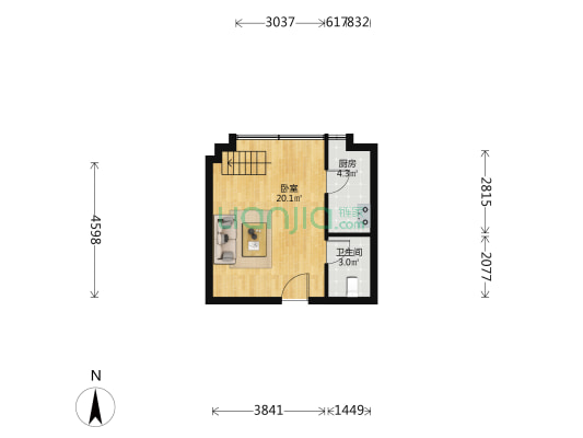 翡翠公馆 1室0厅1卫 45平方