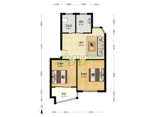 枫林苑 2室1厅1卫 74平方