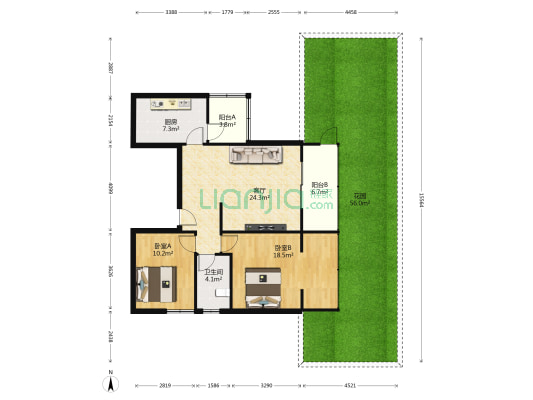 东林半岛 2室1厅1卫 92平方