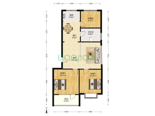 嘉元水岸檀香湾 2室2厅1卫 159平方