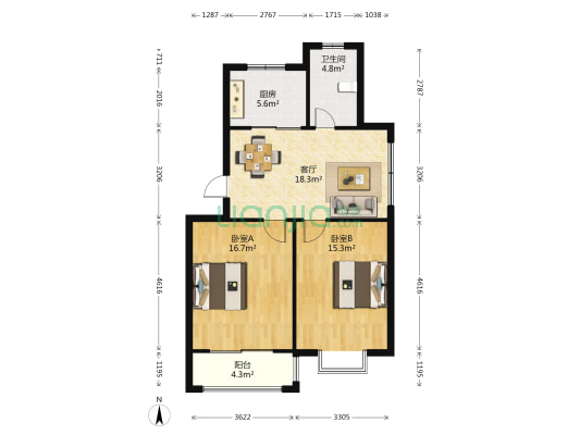 向阳苑 2室1厅1卫 80平方