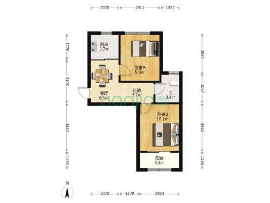 华彩名府 2室1厅1卫 51平方