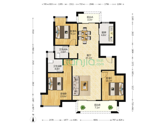 锦门香溪南岸 3室1厅2卫 111平方