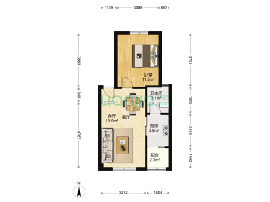 新华园 1室1厅1卫 51平方