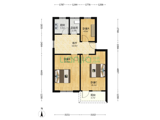 尧化门街131号 3室1厅1卫 67平方