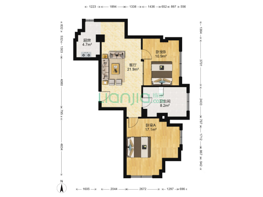 天伦中央广场 2室1厅1卫 92平方
