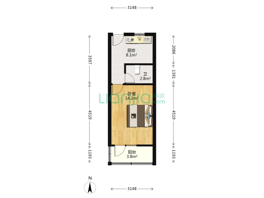 浦罡小区 1室0厅1卫 35平方