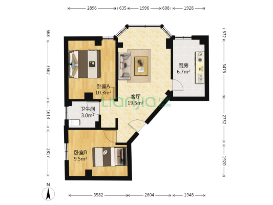 平福小区 2室1厅1卫 61平方