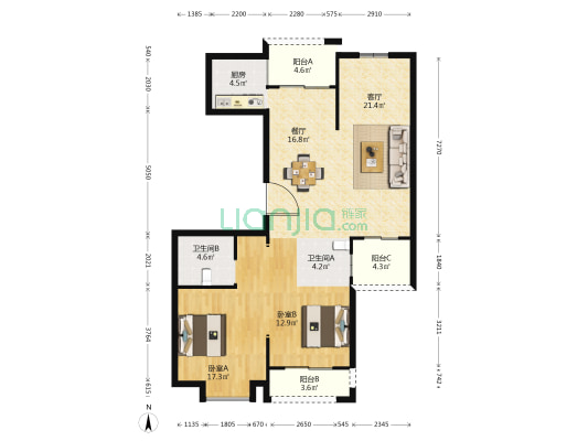 同盛皇佳华府 2室2厅2卫 125平方