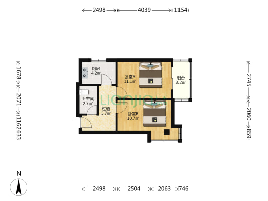 友谊路 2室0厅1卫 45平方