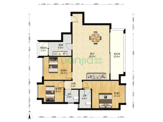 秀湖昱景 3室1厅2卫 118平方