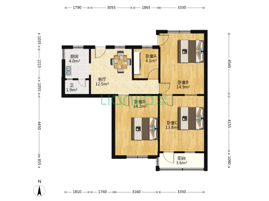 农林上路一横路 4室1厅1卫 84平方
