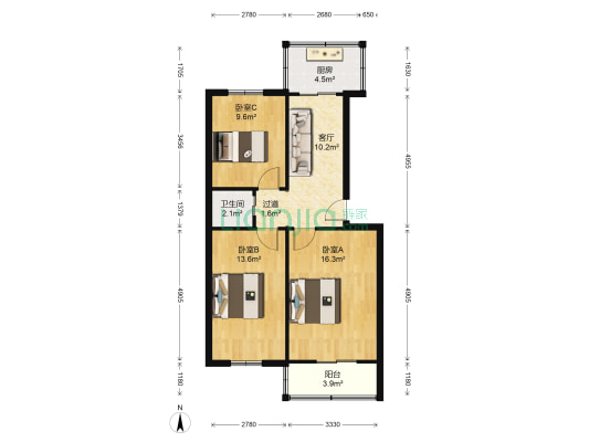 含光路邮电住宅小区 3室1厅1卫 72平方