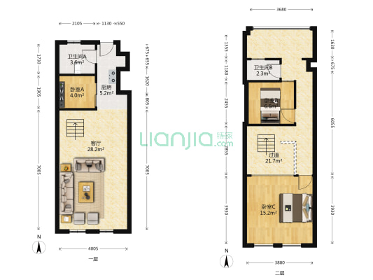 洋码头新零售总部 3室1厅2卫 55平方