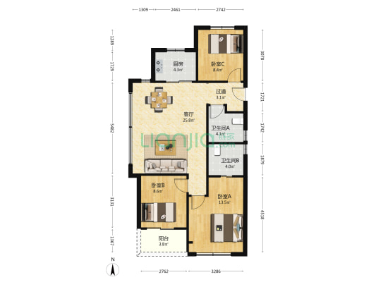 源著天樾府 3室1厅2卫 94平方