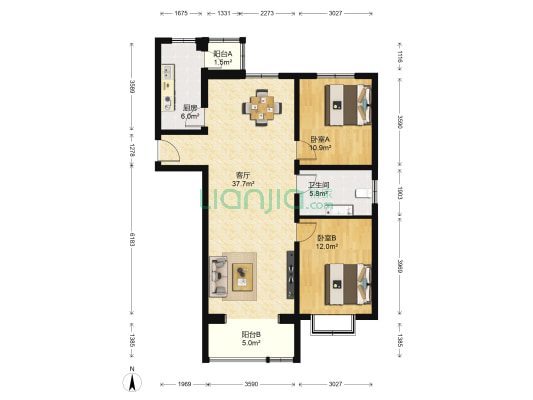 观音景园二期 2室1厅1卫 103平方
