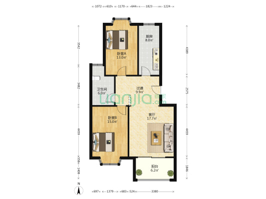 博仁公馆 2室1厅1卫 93平方