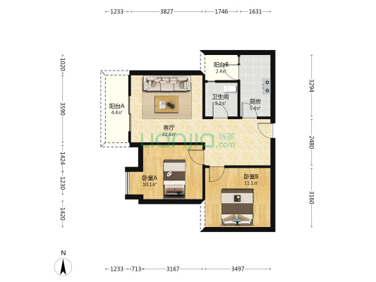 我的巷子 2室1厅1卫 64平方