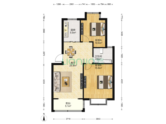 姜夏新村 2室1厅1卫 85平方