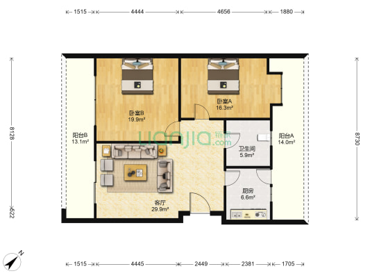清波苑一期 2室1厅1卫 89平方