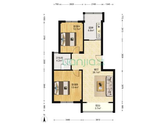 尚品名都二期 2室1厅1卫 83平方