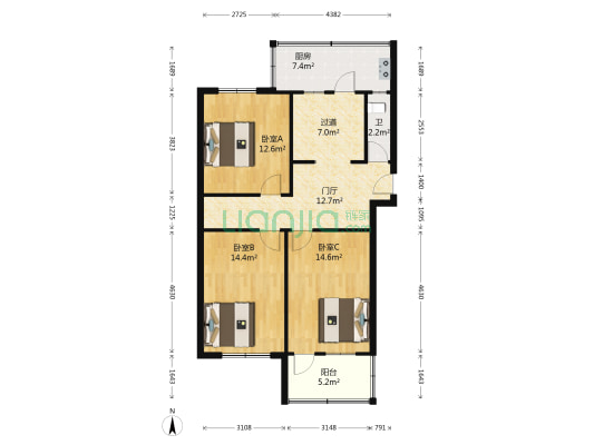 省丝绸公司第一宿舍 3室0厅1卫 92平方