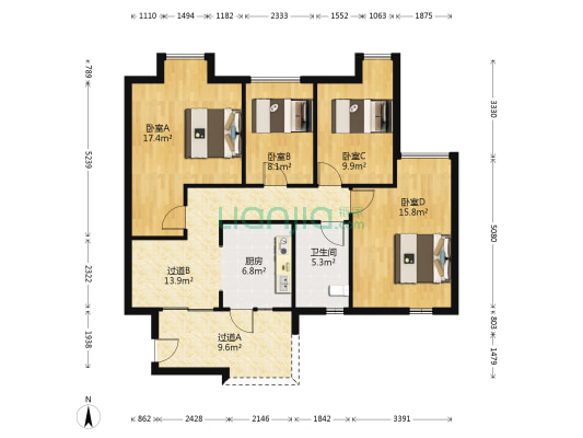 中海兰庭 4室0厅1卫 98平方