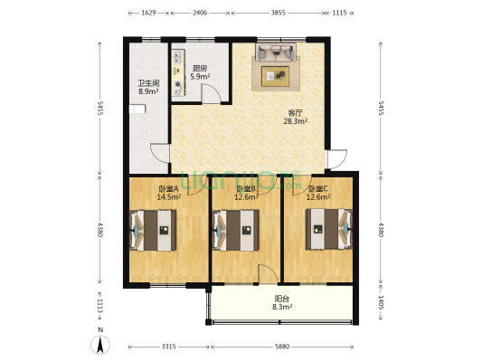 电焊机厂家属院 3室1厅1卫 108平方