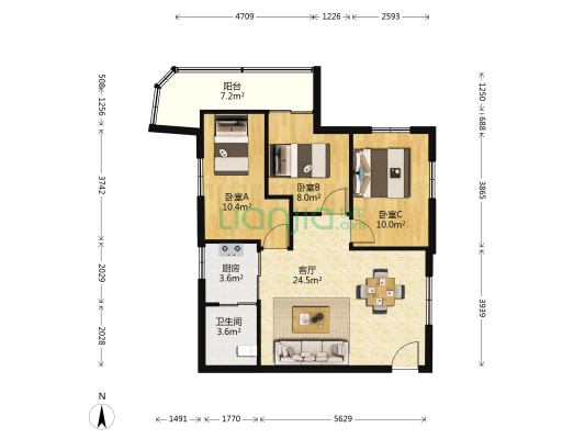 石中二路113号 3室1厅1卫 78平方