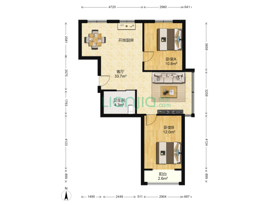 月星国际城 2室1厅1卫 79平方