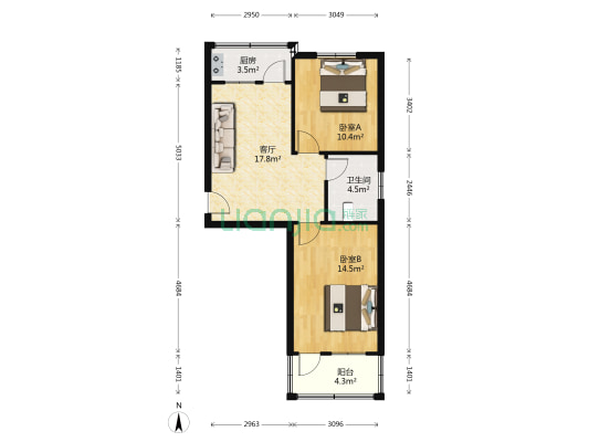 涉趣园 2室1厅1卫 65平方