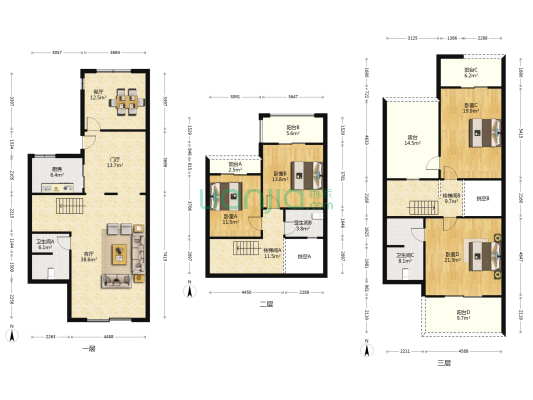 金科东方大院六期 4室2厅3卫 229平方