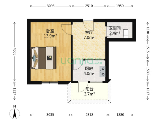 迎春社区 1室1厅1卫 38平方